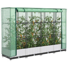 Berkfield Raised Bed with Greenhouse Cover Rattan Look 160x40x123 cm