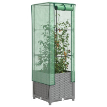 Berkfield Raised Bed with Greenhouse Cover Rattan Look 40x40x139 cm