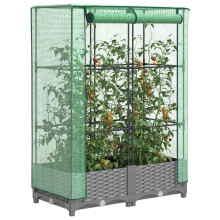 Berkfield Raised Bed with Greenhouse Cover Rattan Look 80x40x123 cm