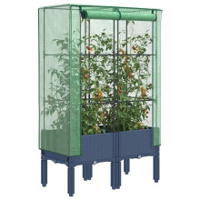 Berkfield Raised Bed with Greenhouse Cover Rattan Look 80x40x140 cm