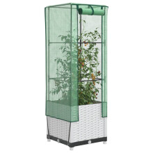 Berkfield Raised Bed with Greenhouse Cover Rattan Look 40x40x139 cm