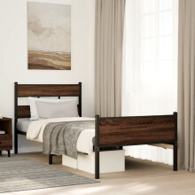 Berkfield Bed Frame without Mattress Brown Oak 75x190 cm Small Single Engineered Wood