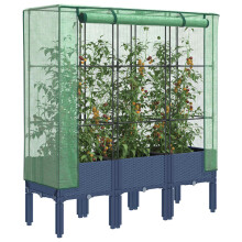 Berkfield Raised Bed with Greenhouse Cover Rattan Look 120x40x140 cm