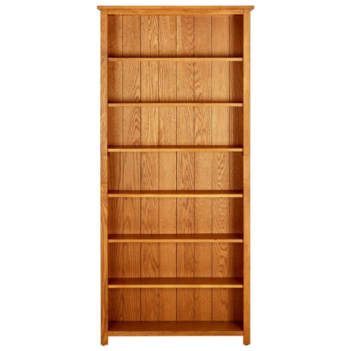 Berkfield 7-Tier Bookcase 90x22.5x200 cm Solid Oak Wood 1