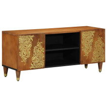 Berkfield TV Cabinet Honey Brown 105 x 33 x 46 cm Solid Mango Wood
