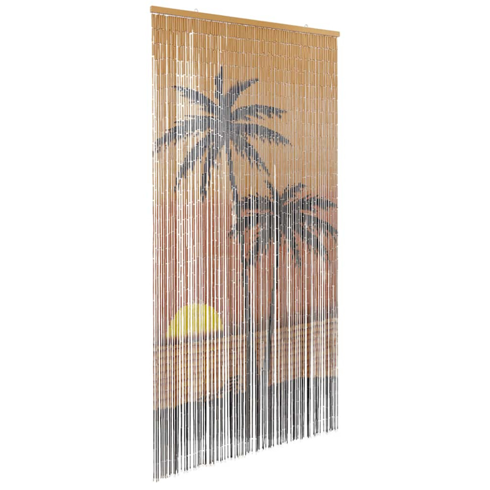 Berkfield Insect Door Curtain Palm Tree Print 100X220 Cm Bamboo 7696026498629