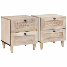 Berkfield Bedside Cabinet 2 pcs Beige 40 x 33 x 46 cm Solid Acacia wood
