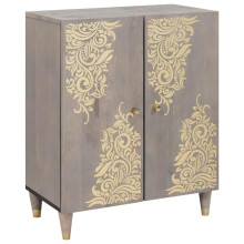 Berkfield Sideboard Grey and Gold 60 x 33 x 75 cm Solid Mango Wood