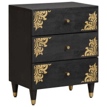Berkfield Bedside Cabinet Black 50 x 33 x 62 cm Solid Mango Wood