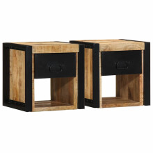Berkfield Bedside Cabinets 2 pcs 40x35x40 cm Solid Rough Wood Mango