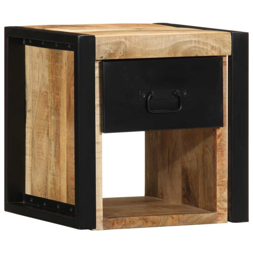 Berkfield Bedside Cabinet 40x35x40 cm Solid Rough Wood Mango