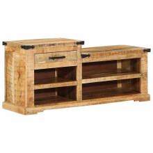 Berkfield Bench with Drawer Brown 110 x 35 x 50 cm Rough Mango