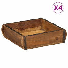 Berkfield Tray 4 pcs Brown 29 x 31 x 10 cm Solid Reclaim Wood