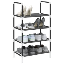 Berkfield Shoe Rack 4-Tier Black 44x28x77 cm Non-woven Fabric