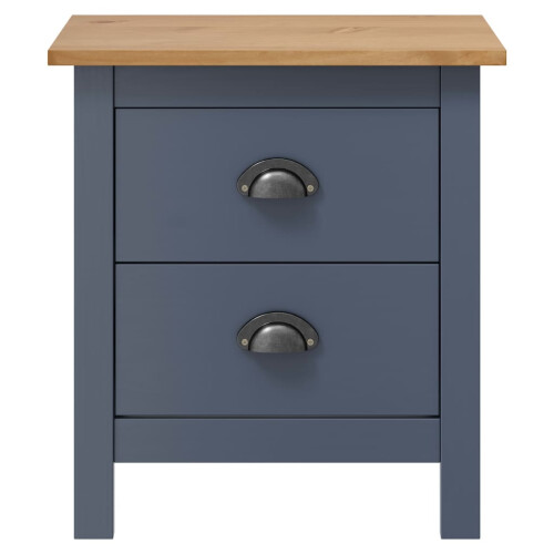 Berkfield Bedside Cabinet Hill Grey 46x35x49.5 cm Solid Pine Wood 1