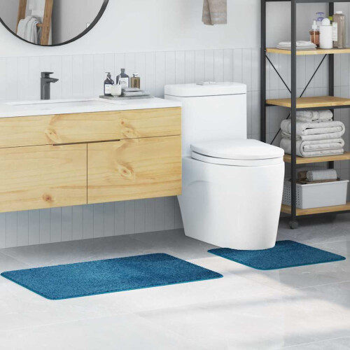 Berkfield Anti-slip Bath Mat Set 2 pcs Blue PP