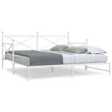 Berkfield Daybed with Trundle without Mattress White 100x190 cm Steel