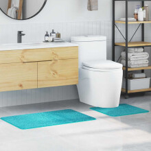 Berkfield Anti-slip Bath Mat Set 2 pcs Turquoise PP