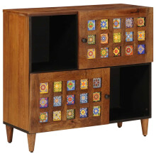 Berkfield Sideboard with Storage Walnut 80 x 33 x 75 cm Solid Mango Wood