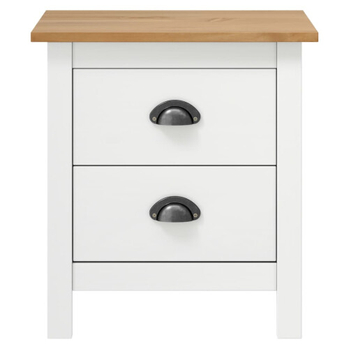 Berkfield Bedside Cabinet Hill White 46x35x49.5 cm Solid Pine Wood 1