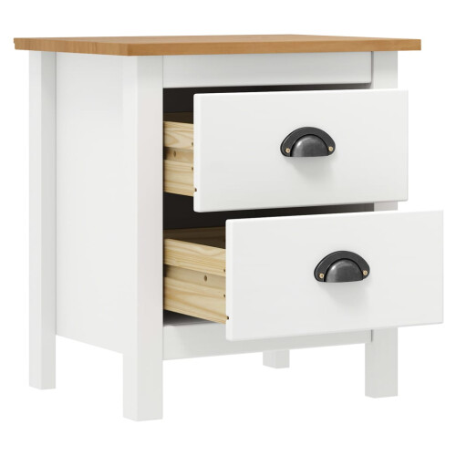 Berkfield Bedside Cabinet Hill White 46x35x49.5 cm Solid Pine Wood 2