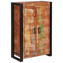 Berkfield Highboard with Doors Brown Solid Reclaimed Wood and Metal