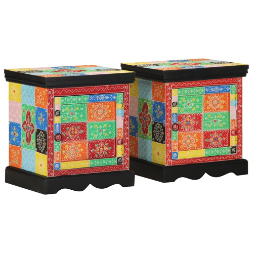 Berkfield Bedside Cabinet 2 pcs Multicolour 40x35x45 cm Solid Wood Mango
