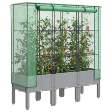Berkfield Raised Bed with Greenhouse Cover Rattan Look 120x40x140 cm