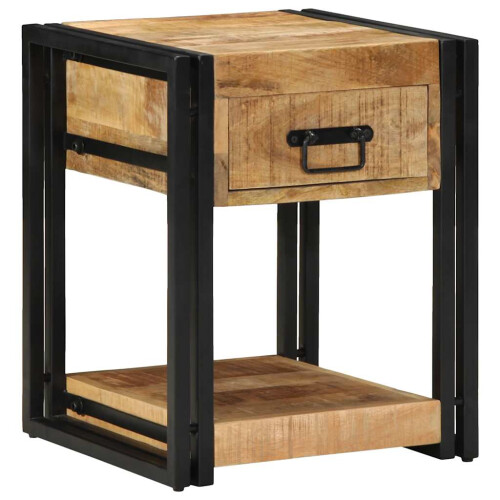 Berkfield Bedside Cabinet 40x40x50 cm Solid Rough Wood Mango