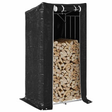 Berkfield Firewood Rack with Rain Cover 100x80x200 cm Galvanised Steel