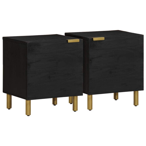 Berkfield Bedside Cabinet 2 pcs Black 40x33x46 cm Solid Wood Mango