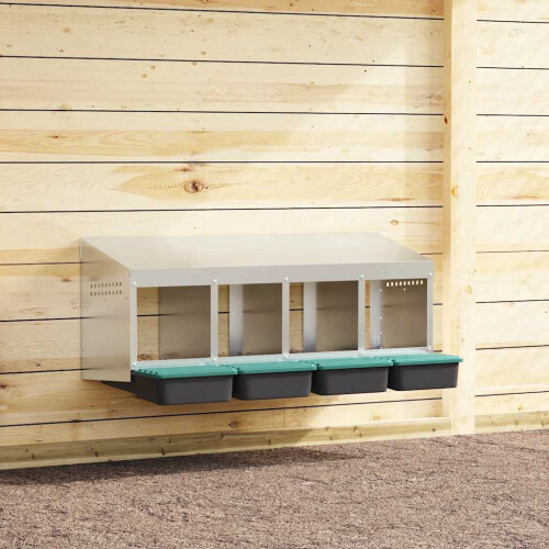 Berkfield Chicken Nesting Box 4 Compartments Wall-Mounted Galvanised Steel