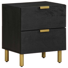 Berkfield Bedside Cabinet Black 40x33x46 cm Solid Wood Mango