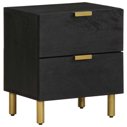 Berkfield Bedside Cabinet Black 40x33x46 cm Solid Wood Mango