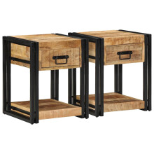 Berkfield Bedside Cabinets 2 pcs 40x40x50 cm Solid Rough Wood Mango