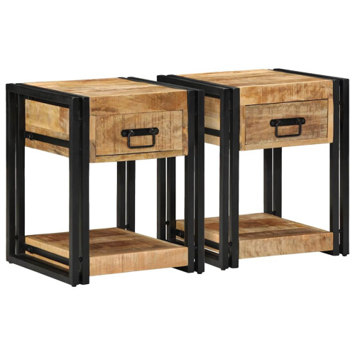 Berkfield Bedside Cabinets 2 pcs 40x40x50 cm Solid Rough Wood Mango