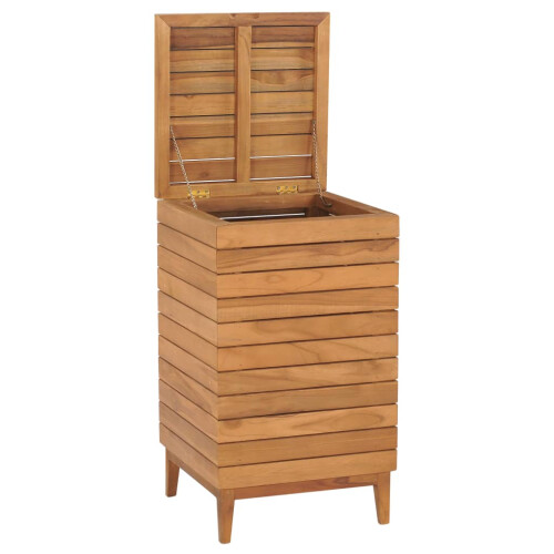 Berkfield Laundry Basket 40x40x70 cm Solid Teak Wood 2