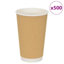 Berkfield Paper Coffee Cups 500 pcs 16oz 400ml Brown