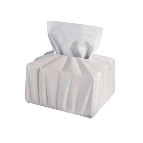 Ceramic Tissue Box Cover White Modern Tissue Dispenser for Bathroom Office Easy Clean Surface