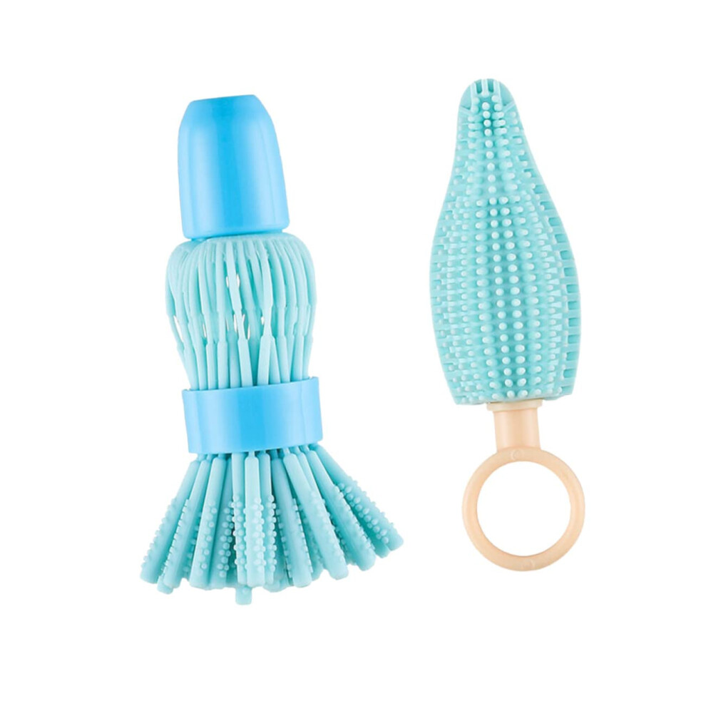 Silicone Baby Bottle Brush Set 2pcs with Soft Silicone Bristles for Newborn Pacifier Cleaning
