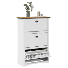 Berkfield Shoe Rack BODO White and Brown 80x35x118 cm