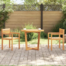 Berkfield Garden Dining Table Round ò90x75 cm Solid Wood Acacia