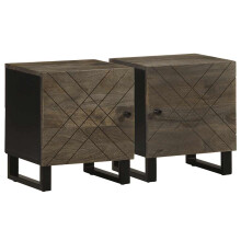 Berkfield Bedside Cabinets 2 pcs Black 40x33x46 cm Solid Wood Mango