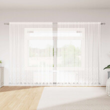 Berkfield Lace Curtain with Curtains Floral White 245x300cm Polyester