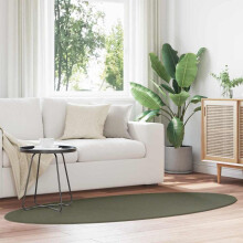 Berkfield Area Rugs Oval HUARTE Forest Green 170 x 120 cm 100% Polyester