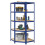 Berkfield 5-Layer Corner Shelf Blue Steel&Engineered Wood 1