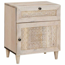 Berkfield Bedside Cabinet Beige 50 x 33 x 60 cm Solid Acacia wood
