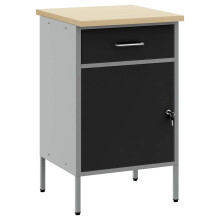 Berkfield Work Bench with Drawer with Lock Black and Grey 50 x 55 x 85 cm