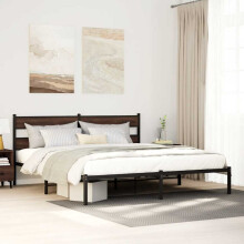 Berkfield Bed Frame without Mattress with Headboard Brown Oak 200x200 cm