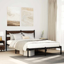 Berkfield Bed Frame without Mattress with Headboard Brown Oak 150x200 cm King Size